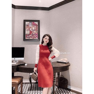 váy len xoè tay ren