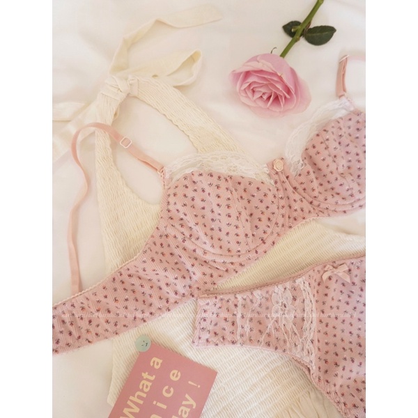 [Mã 252FASHIONSALE giảm 12% đơn 99K] Cotton Crush Áo lót có gọng hồng hoa nhí xinh xắn haruharu.label | BigBuy360 - bigbuy360.vn