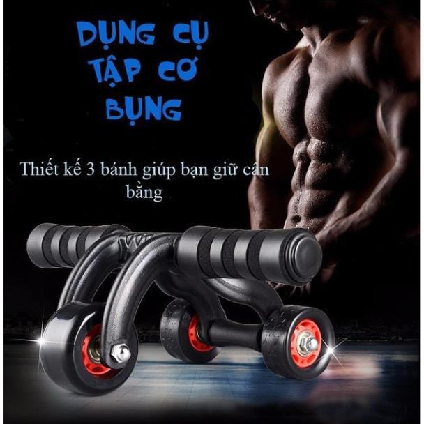 Con lăn tập cơ bụng 4 bánh, Thanh lăn tập luyện 3 bánh kèm thảm tập tại nhà FERADO