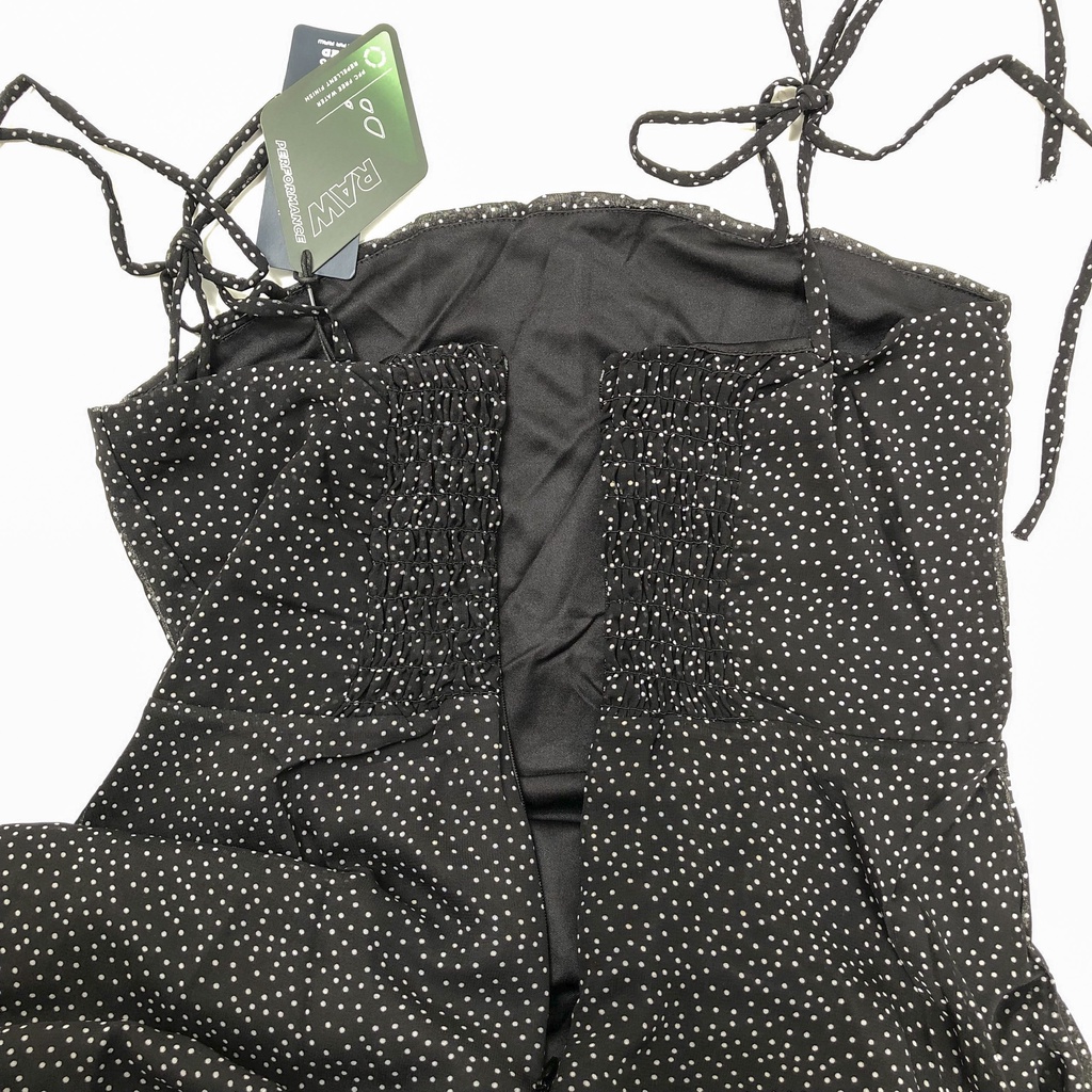 Đầm 2 dây cột nơ nữ họa tiết chấm bi, hoa nhí, hoa lá dễ thương