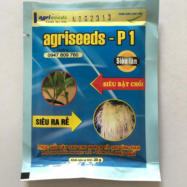 Bán buôn, bán lẻ - Phân bón lá siêu lân Agriseeds - P1 siêu ra rễ, siêu bật chồi gói 20g tại thietbinhavuon_chất lượng.