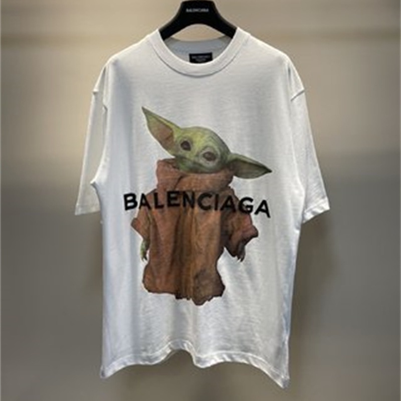 Áo Thun Cotton Tay Ngắn In Chữ Yoda Bong Bóng Plus Size Unisex