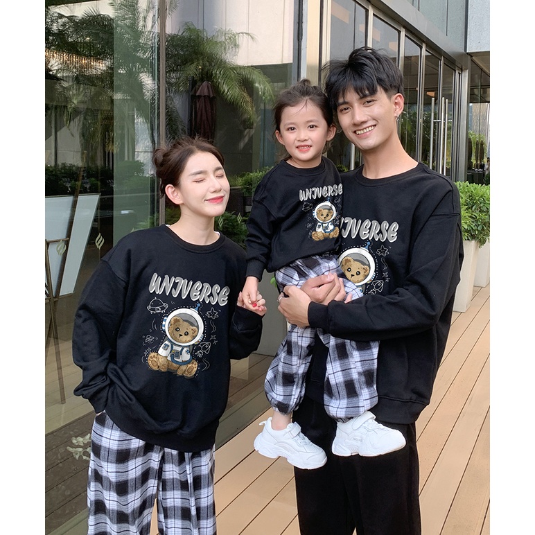 Áo Hoodie Gia Đình Familylove - Áo Hoodie Gấu Phi Hành Gia Universal Dễ Thương Chất Liệu Nỉ Da Cá Cao Cấp