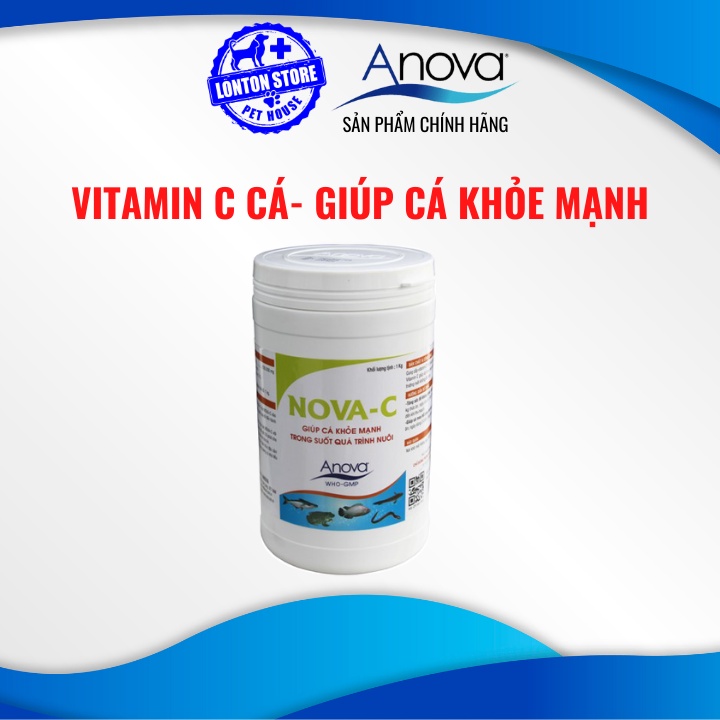 ANOVA Nova C - bổ sung vitamin C giúp cá khỏe mạnh chống lớn. Hộp 1kg Lonton store