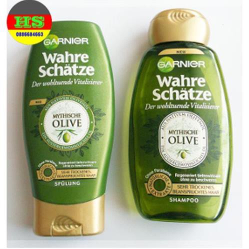 [HÀNG ĐỨC] [Xách tay Đức] Bộ dầu gội Garnier Wahre Schatze Mythische Olive cho tóc hư tổn CHUẨN