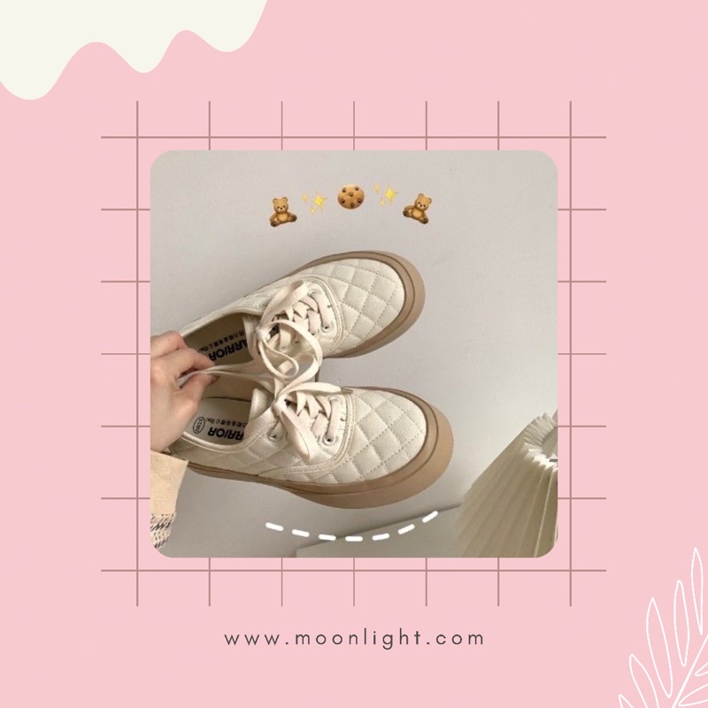 Giày bánh mì đế nâu thêu ulzzang