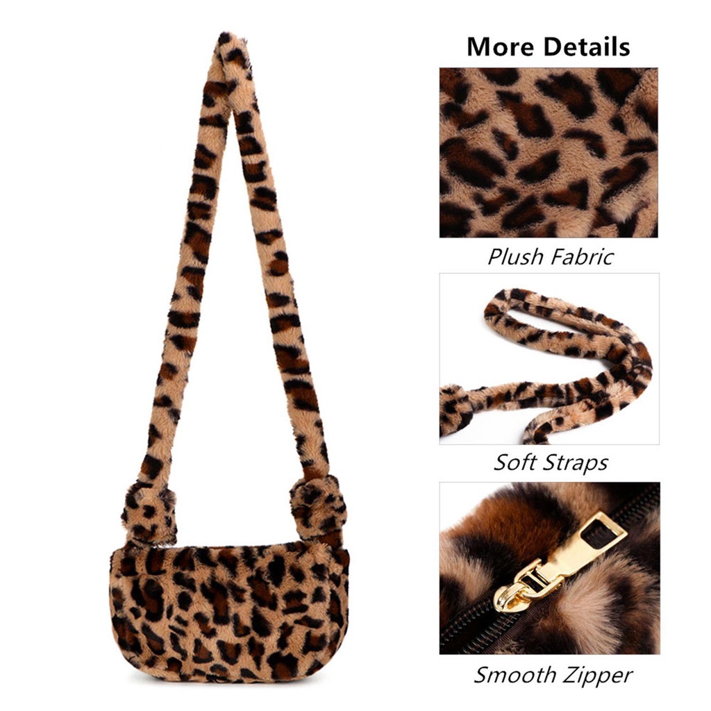 UUMIR Túi Đeo Chéo Phủ Lông Họa Tiết Da Báo Thời Trang Sang Trọng Cho Nữ