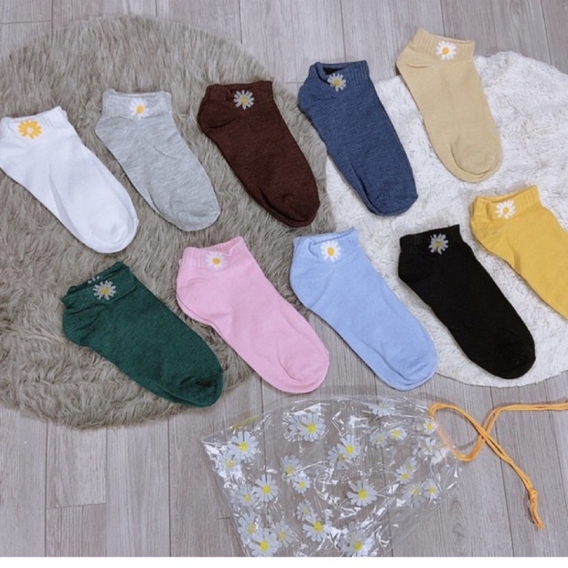 Tất hoa cúc Vớ hoa cúc hoạ mi xinh xinh set 10 đôi 10 màu