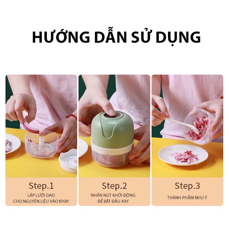 [Hàng Cao Cấp Loại 1] Máy Xay Tỏi Ớt Cầm Tay 250ml Siêu Tiện Lợi