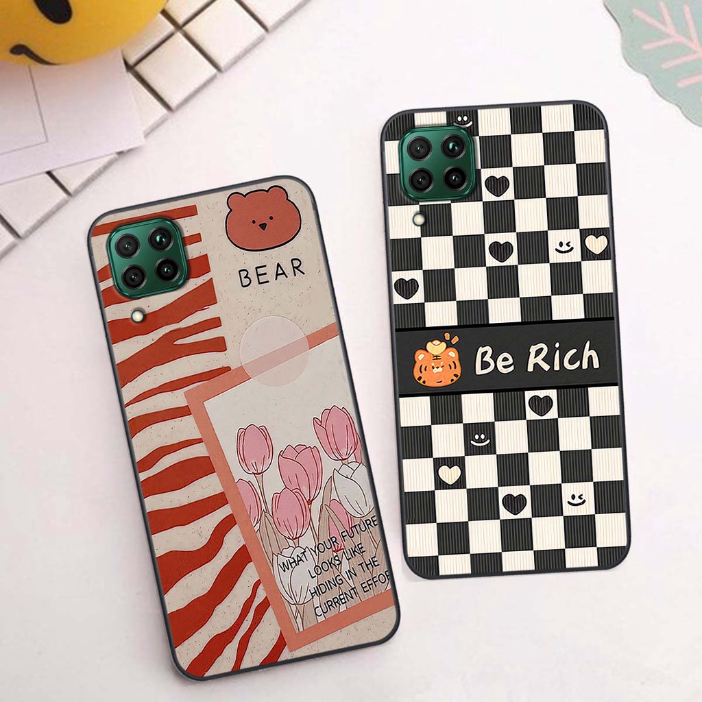 Ốp Huawei Nova 7i gấu Bear rick caro vuông thời trang siêu đẹp