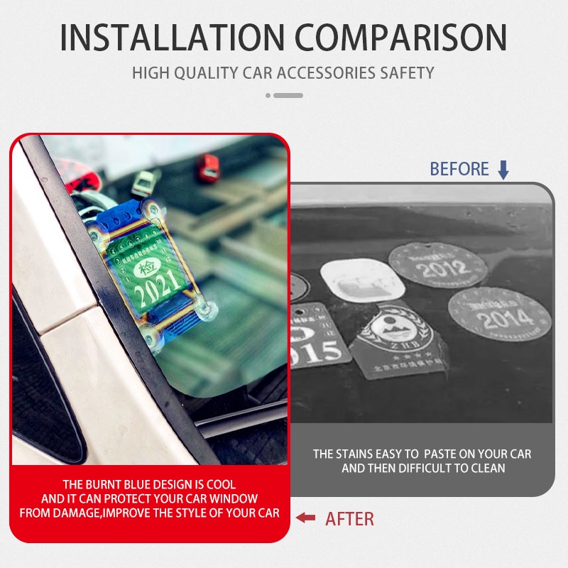 Thép không gỉ Người giữ Roadtax Xe hơi Nhãn dán Kính chắn gió Tự động Đa năng Dán đường Thuế Trang trí Phụ kiện Thay thế Ô tô