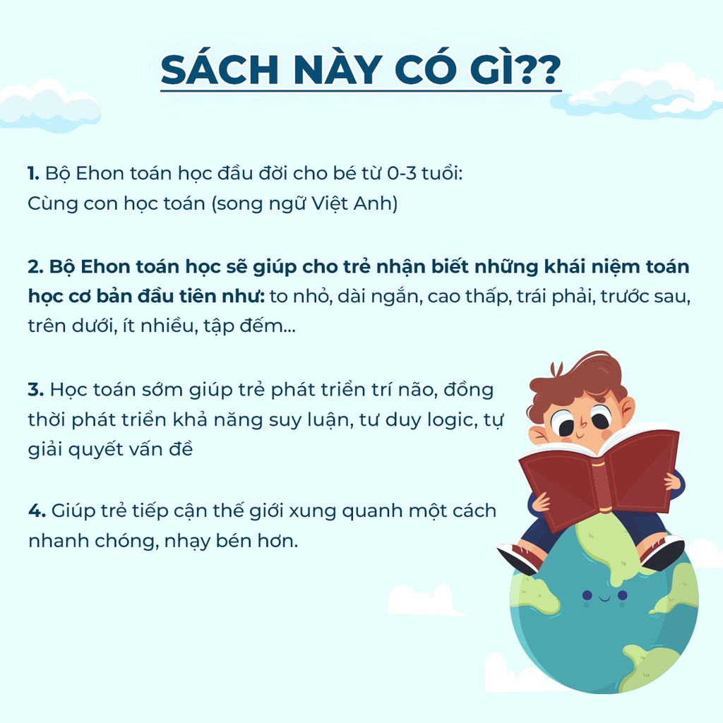 Sách - Bộ Ehon toán học đầu đời Cùng con học toán song ngữ Việt Anh 8 cuốn