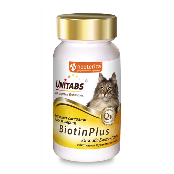 Dưỡng lông Unitabs giúp giảm rụng lông, tăng cường miễn dịch cho mèo BiotinPlus (120v)