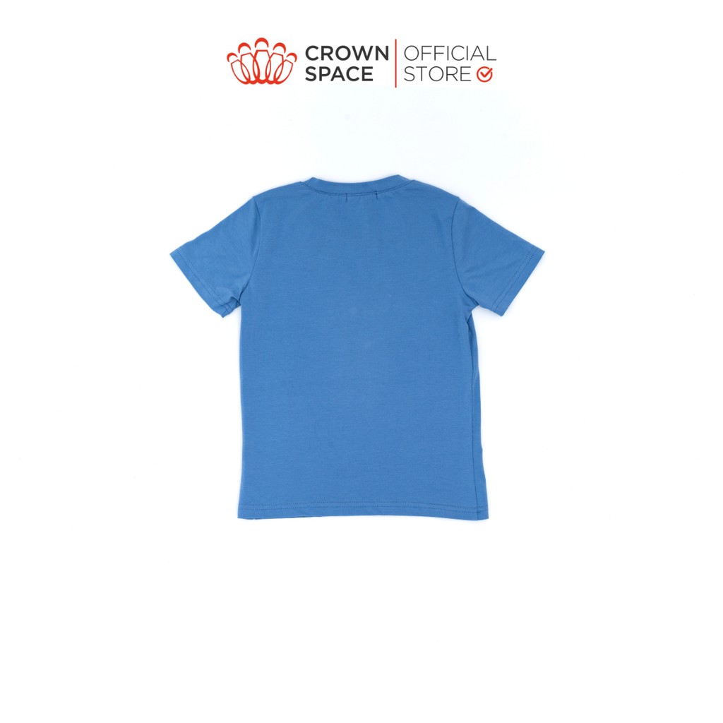 Áo Phông Bé Trai Màu Xanh Họa Tiết Crown Space Fashion CKBS2110704.GY TShirt Vải Cotton Thoáng Mát Từ Size 4-8
