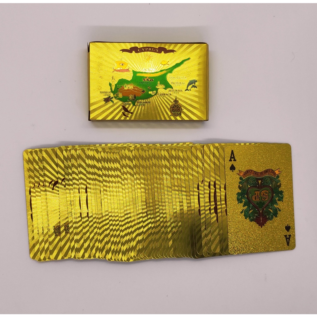 BN 26 , Bộ bài tây nhựa mã màu vàng và bạc hàng cao cấp chống nước 100% Plastic