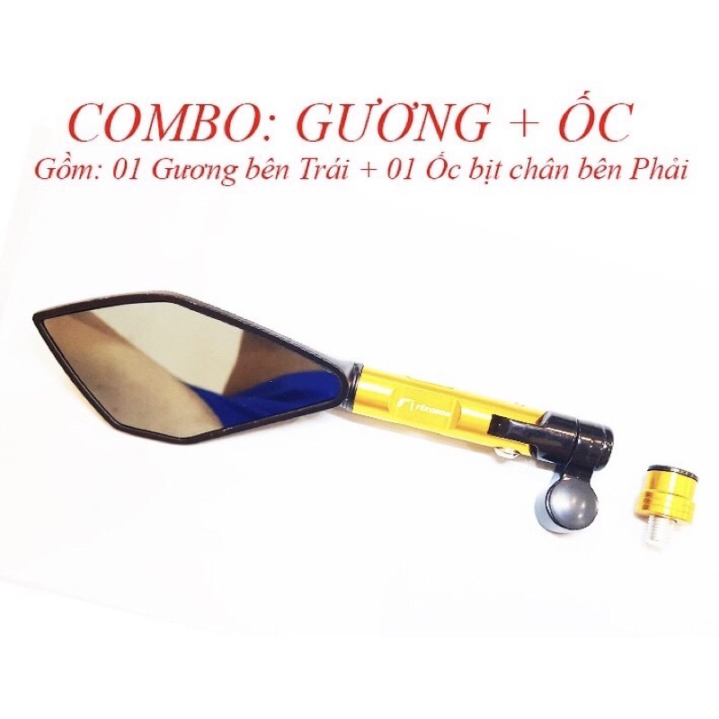 Combo gương 5 cạnh trái cộng ốc kiểng nhôm bên phải!!!