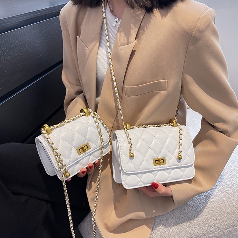 IELGY Túi Đeo Vai Hình Vuông Cỡ Nhỏ Họa Tiết Hình Thoi Đơn Giản Thời Trang Cho Nữ