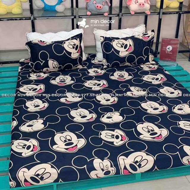 Set ga gối cotton mickey