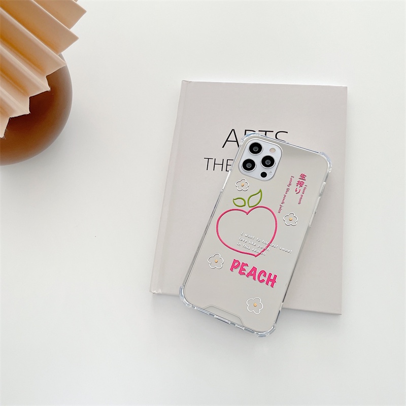 Ốp điện thoại họa tiết trái đào tráng gương thời trang chống sốc/ thấm nước cho IPHONE 7 8 PLUS 11 12 PRO MAX XR X XS MAX