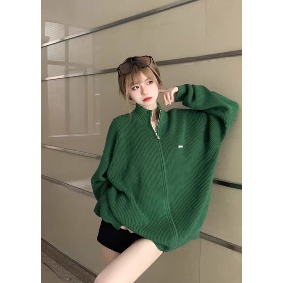 Áo khoác len xanh lá đậm trendy