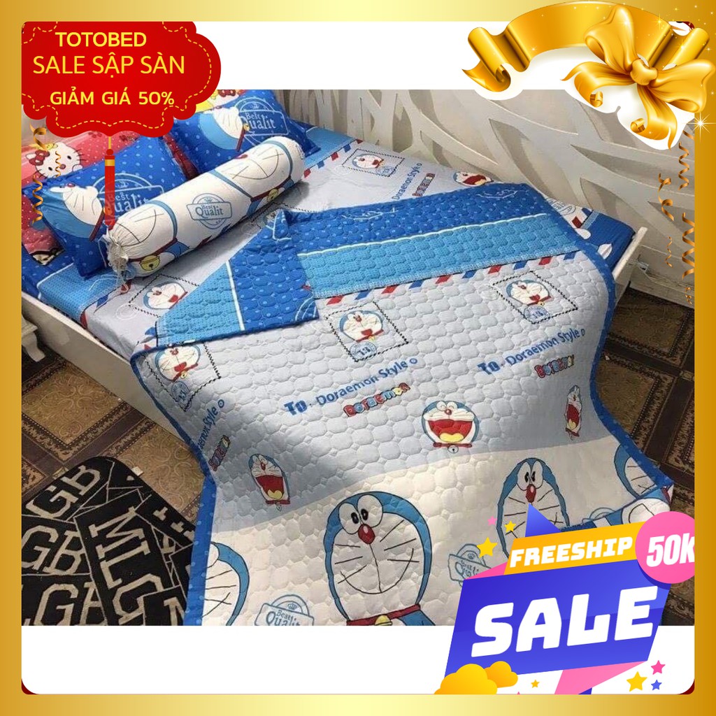 Bộ ga gối Phúc Nguyên 1m8 mẫu doremon