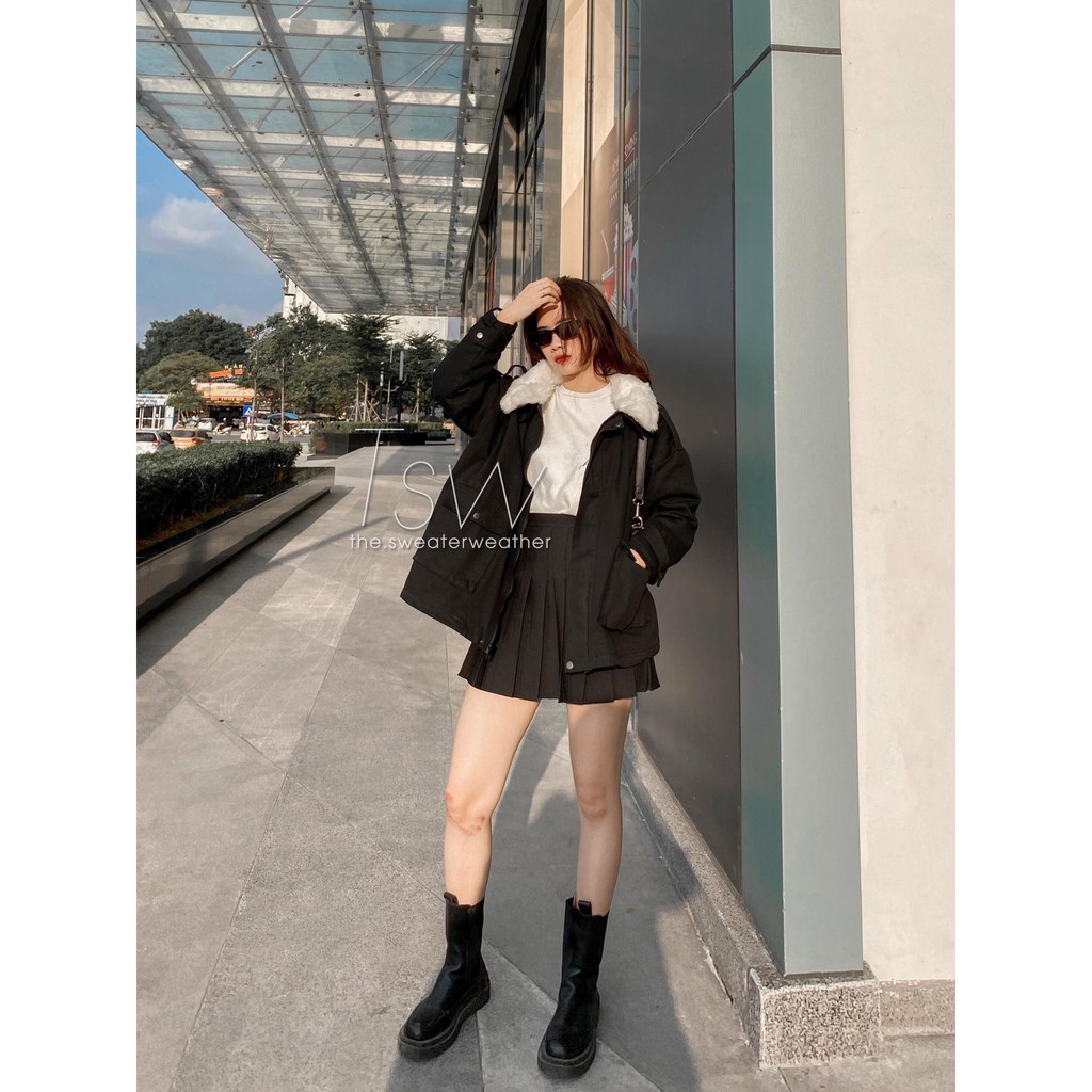 Áo khoác kaki phao cổ lông tháo rời | BigBuy360 - bigbuy360.vn