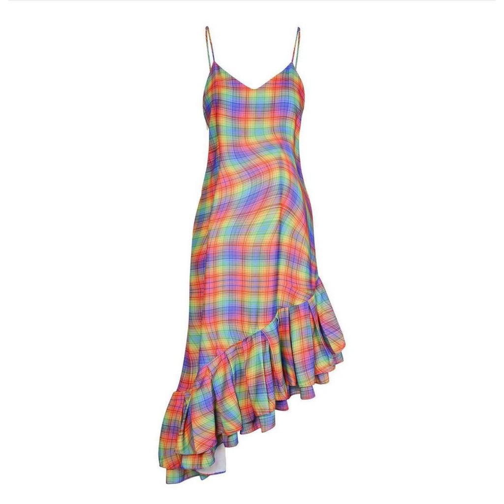 Đầm Hai Dây Maxi Chân Váy Xoè Cầu Vồng TARTAN - Tartan Dress SE / Rainbow / Tartan Pattern - TIẾT KIỆM 𝟗𝟗𝐤 khi mua combo