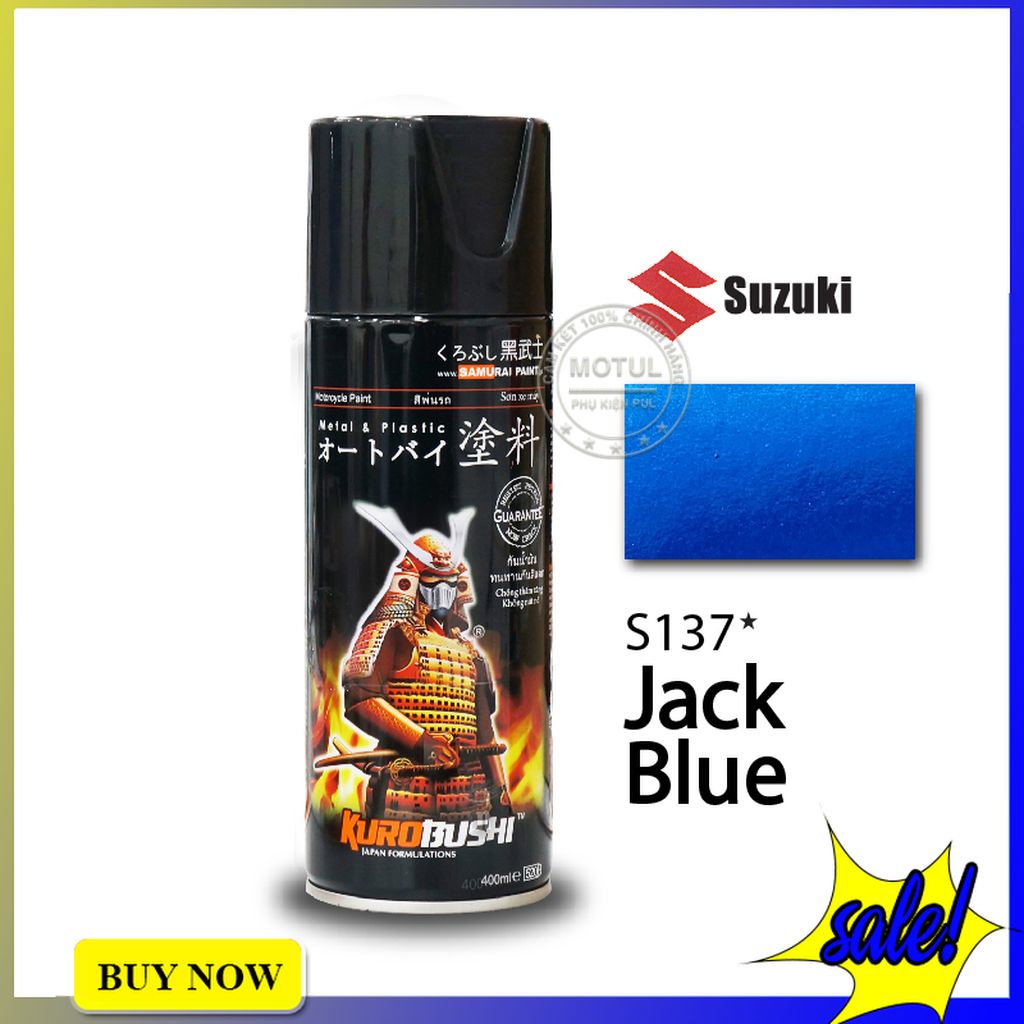 Combo 4 sơn xịt Samurai màu xanh dương jackal (gồm S137 - UCH210 - 3/124 - K1K - Giấy nhám P800)