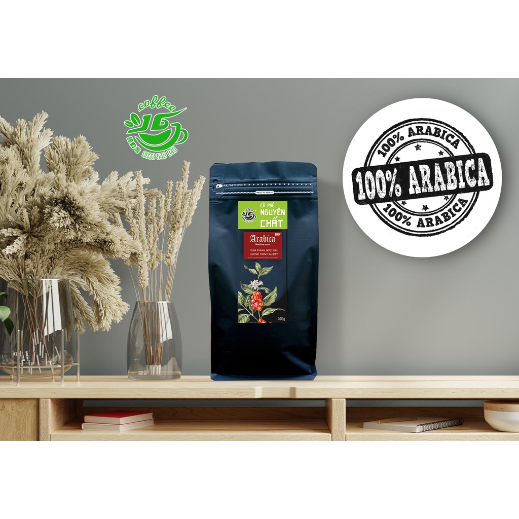 Cà phê Arabica Cầu Đất nguyên chất 100% hậu vị ngọt thơm quyến rũ gói 500g Pha Máy - Cold Brew và Drip