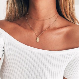 COD!Bohemian Europe and America Multi-layer Bead Chain Pineapple Necklace Jewelry