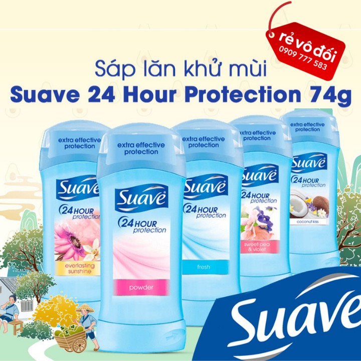 Lăn khử mùi Suave 24 Hour Protection 74g