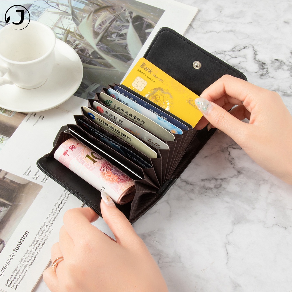 KAITIFEI Ví da nữ cầm tay mini nhỏ gọn đựng thẻ/tiền xu ngắn gập đẹp thời trang cao cấp có khóa kéo sang trọng cho nữ