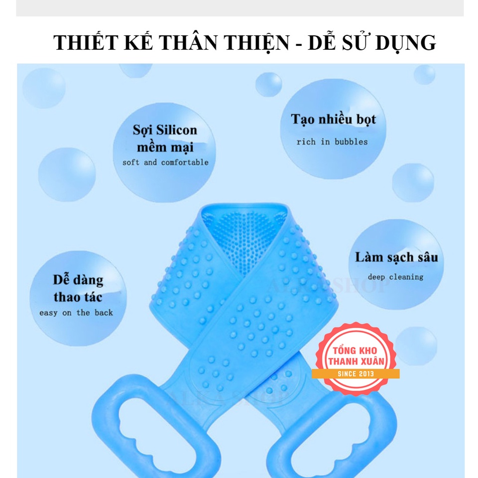 Dây Chà Lưng Mềm Mại Tiện Lợi ❤️RẺ VÔ ĐỊCH❤️ Đai Chà Lưng - Cọ Lưng Silicon 2 Mặt Gai Tẩy Tế Bào Chết