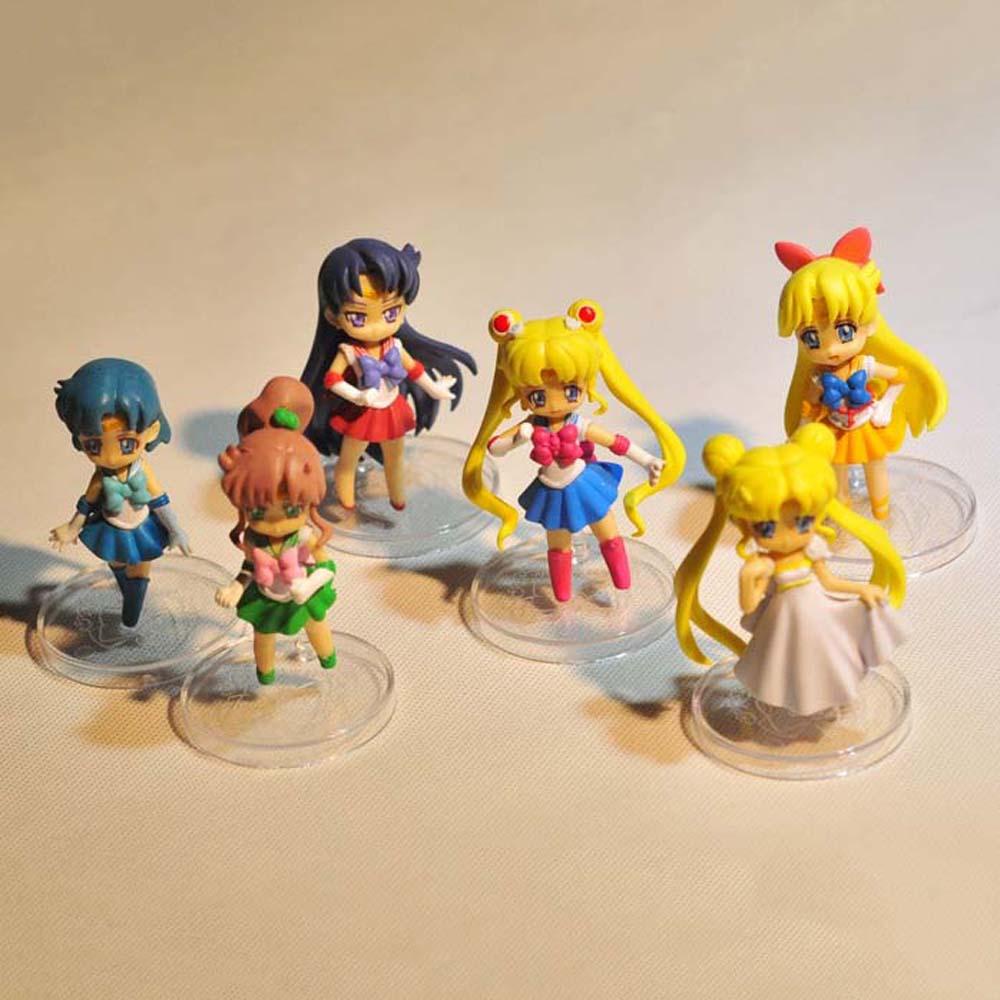 DARNELL Sailor Moon Bộ 6 Mô Hình Nhân Vật Thủy Thủ Mặt Trăng Dùng Trang Trí Bàn