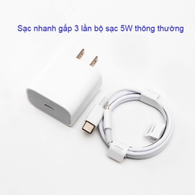 Bộ Sạc Nhanh 20W Cho Iphone PD USB-C To Lightning, Hỗ Trợ Sạc Nhanh Tối Đa Cho Iphone 12, Bảo Hành 12 Tháng Lỗi 1 Đổi 1