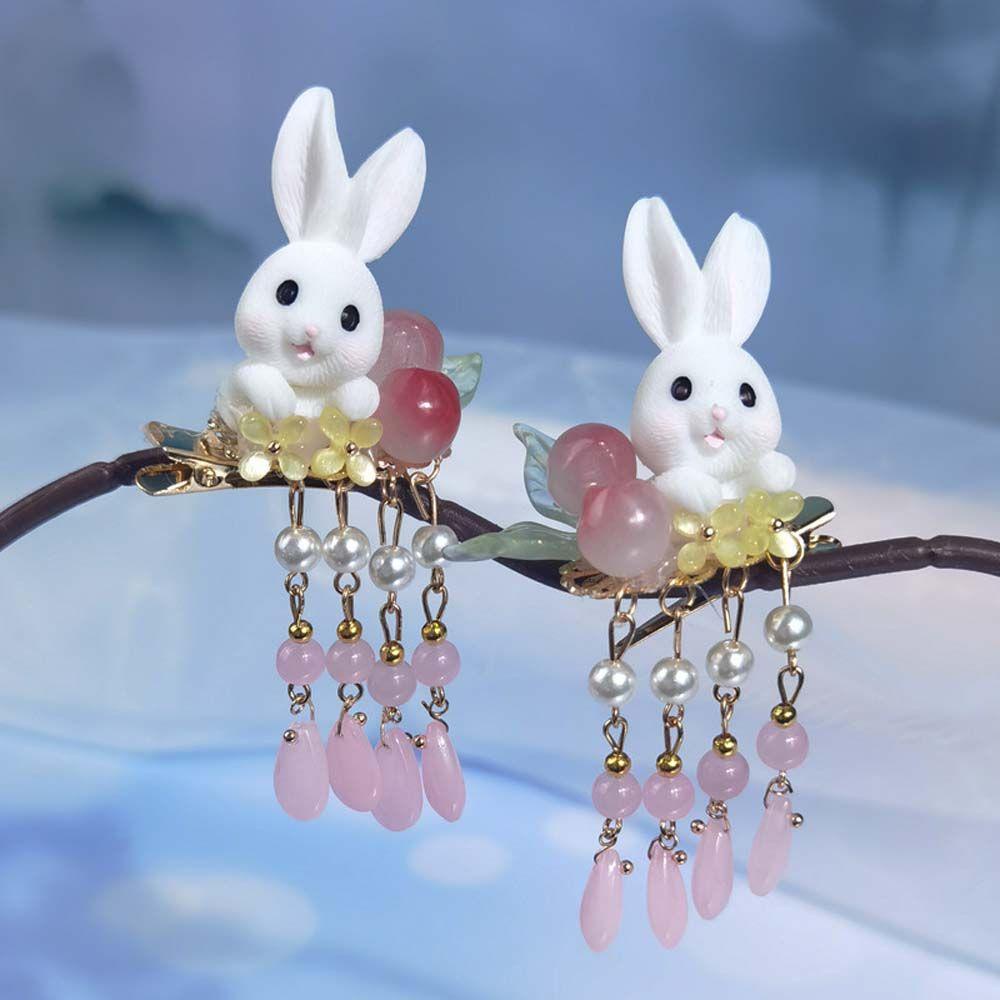 1 Kẹp Tóc Hình Thỏ Phong Cách Trung Hoa Xinh Xắn WMES15H