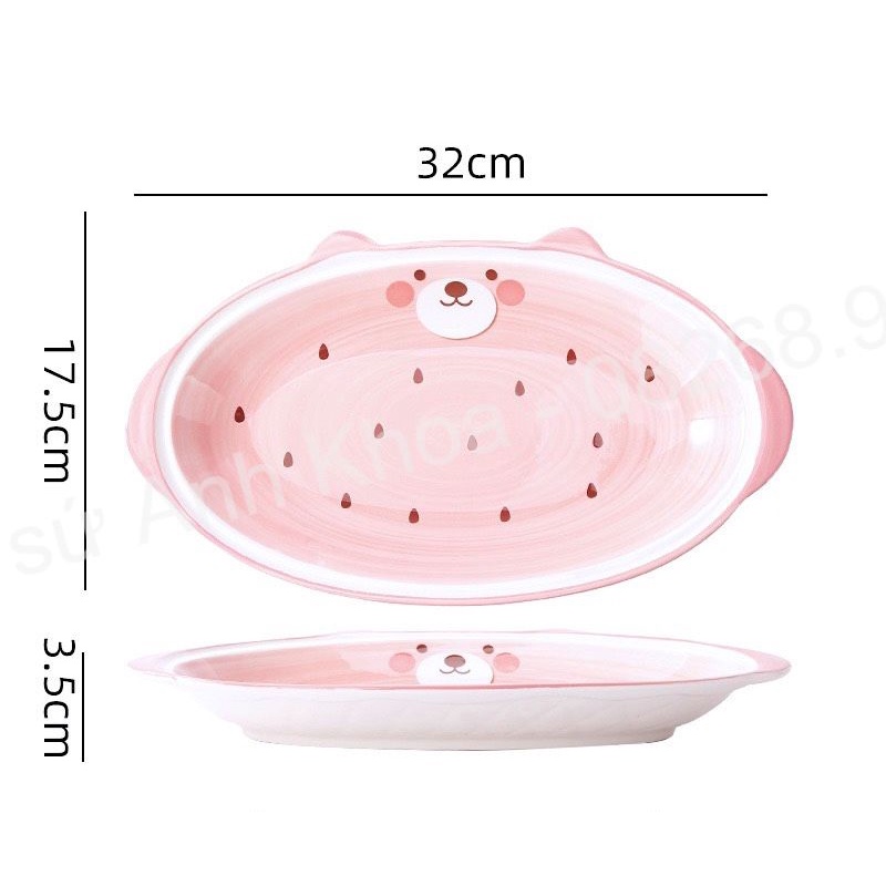 Chén Dĩa Sứ Bát Ăn Cơm Đĩa Sứ Decor trang trí món ăn tiện lợi đĩa bầu dục to đại siêu đẹp