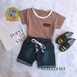 Set áo kẻ quần jean cho bé