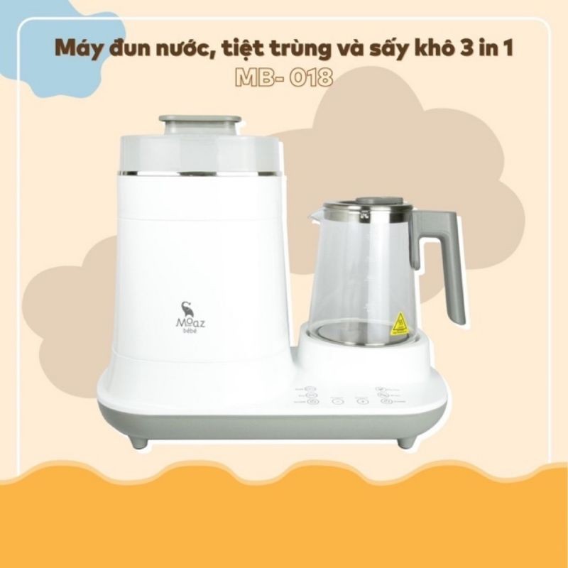 Máy đun nước, tiệt trùng bình sữa, sấy khô 3 trong 1 Moaz bébé MB 018