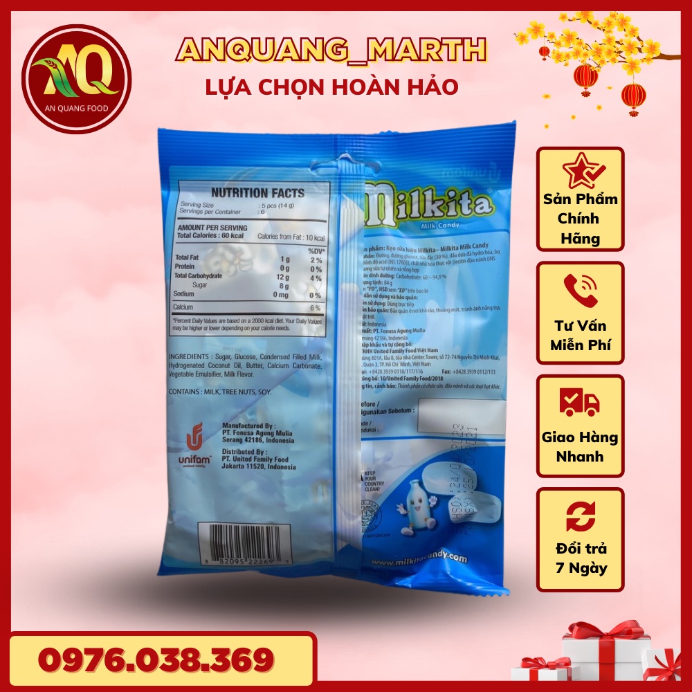 Kẹo Mikita ANQUANG_MARTH, kẹo 30 viên 4 vị sữa, socola,dâu,dưa gói 90gr- Hàng chất lượng