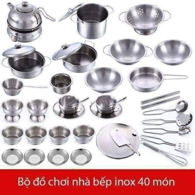 Đồ chơi nấu ăn 40 món bằng inox