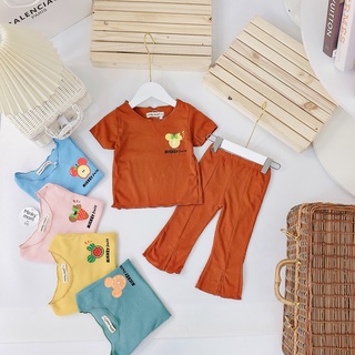 (6-16kg)Bộ thun tăm Minky mom phối quần loe thời trang cho bé gái (ảnh thật)