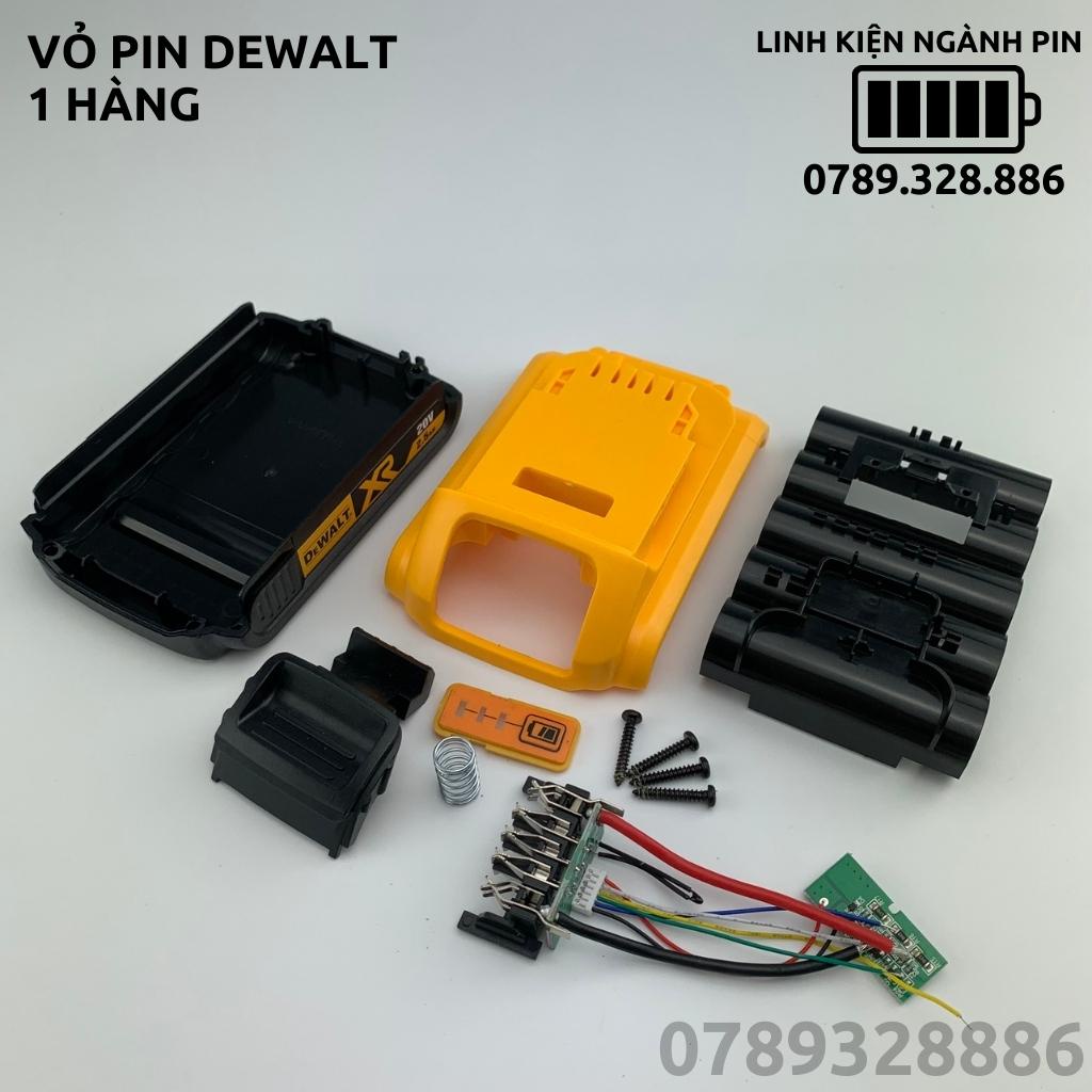 Vỏ mạch pin Dewalt 18V 2.5Ah Li-ion full tem, 1 hàng cell, có Led báo pin, nhận sạc zin