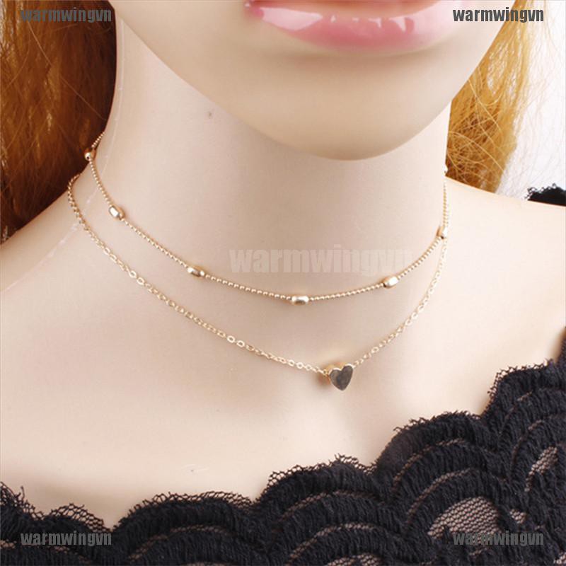 Vogue Multilayer Heart Choker Chain Necklace Fashion Wedding Jewelry For Women ingvn