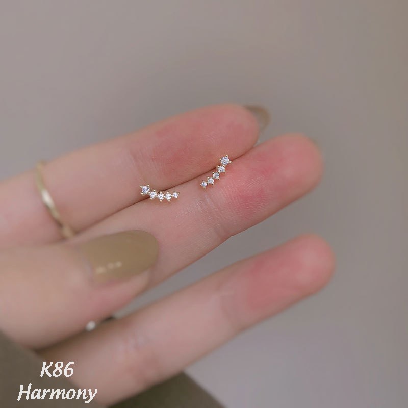 Khuyên tai nữ bạc mặt sao băng đính đá mạ vàng 14k điệu đà, xinh xắn | HARMONY ACCESSORIES K86