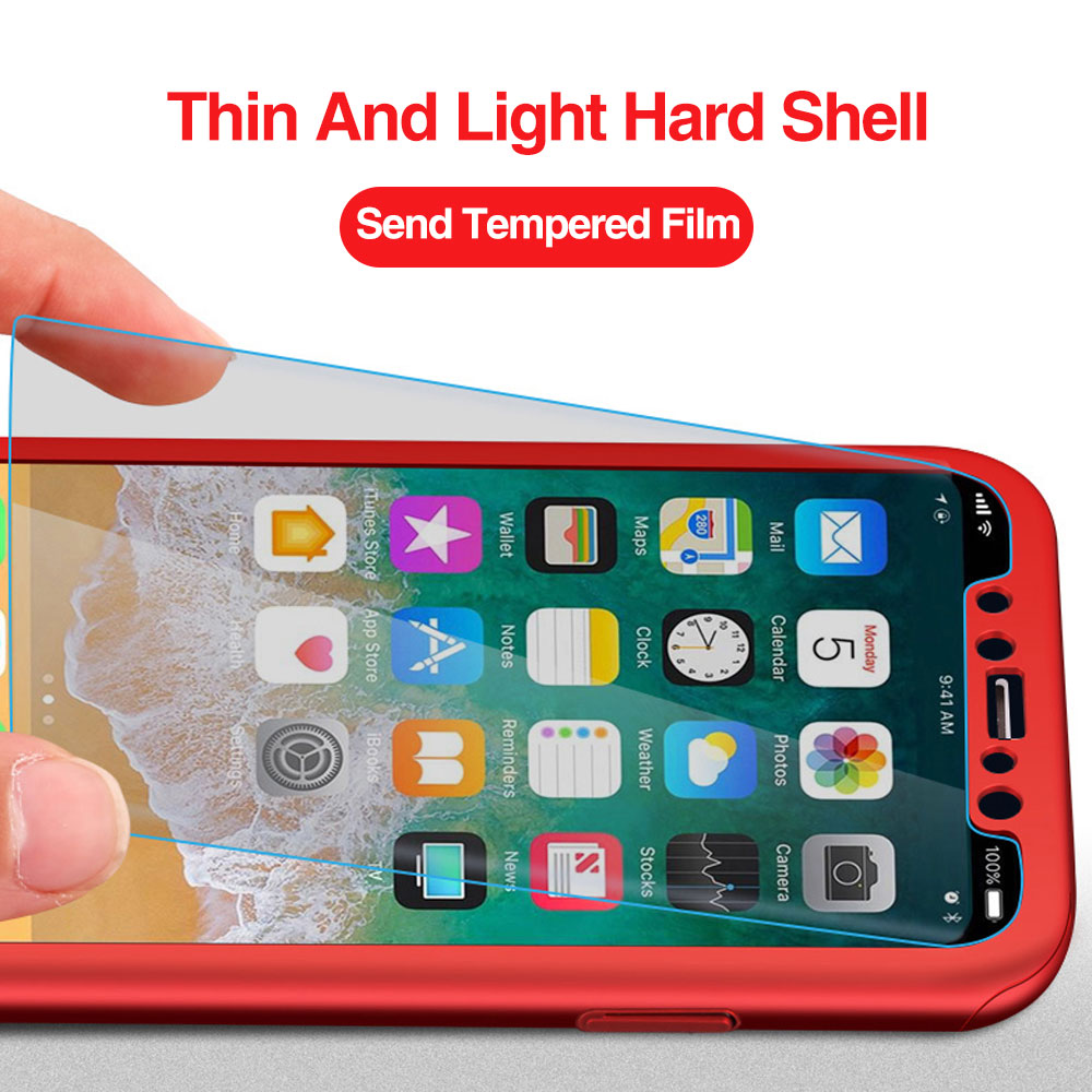 Ốp lưng Samsung Galaxy J6 2018 J4 Plus J4 A7 A9 2018 A6 Plus 2018 360 Body Full Protective Luxury Shockproof Case +Tempered Glass Hard Slim Cover chống sốc 2 mặt