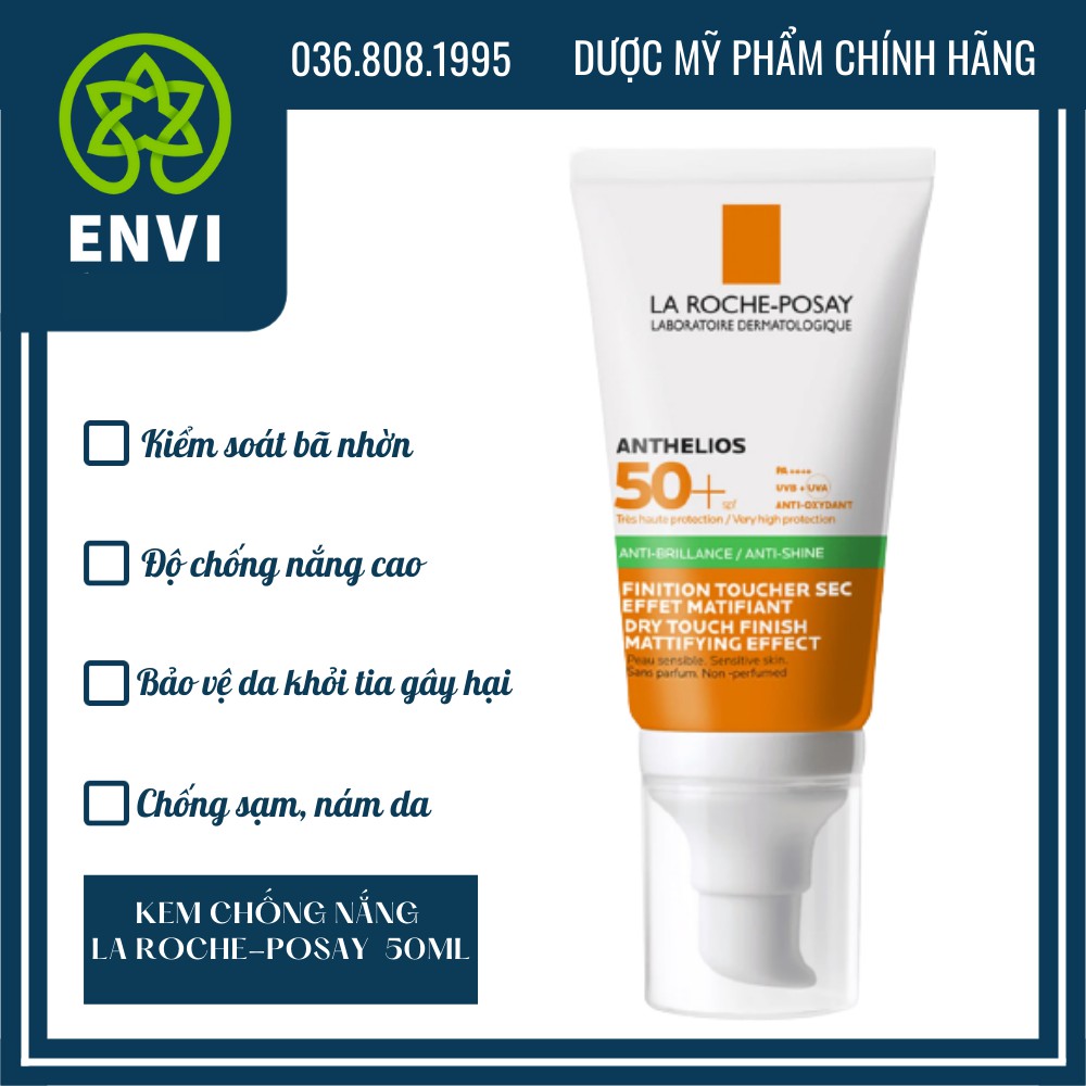 Kem chống nắng giúp kiểm soát bóng nhờn & bảo vệ da trước tia UVB UVA SPF 50+ La Roche-Posay Anthelios XL Dry Touch 50ml