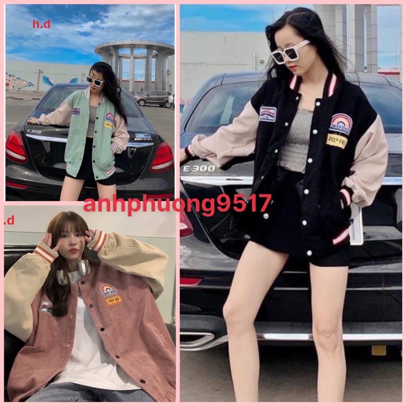Áo khoác bomber Nhung tăm Cầu Vồng Deep  Jacket Hàng loại 1 xịn sò cá tính Trend 2022
