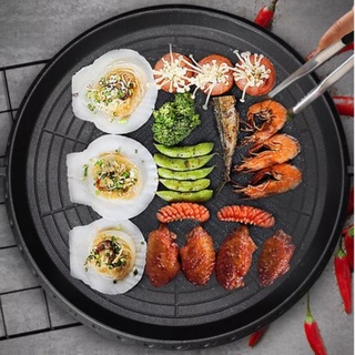 Chảo nướng kiểu BBQ hợp kim gang dày dặn , dùng được các loại bếp than hoa, ga, cồn tiện dụng, dễ vệ sinh, QUÁN NƯỚNG