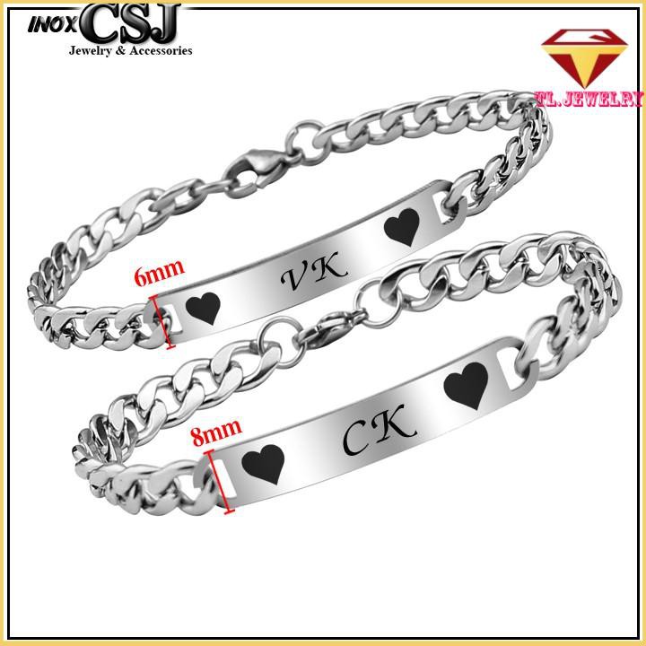 Lắc tay cặp đôi inox vk ck đẹp ý nghĩa không đen ( titanium ,  inox cao cấp )